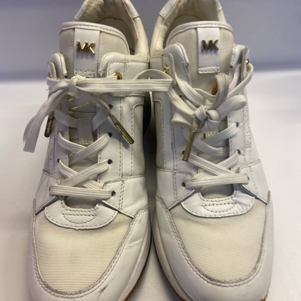 Michael Kors White and Gold Sneakers